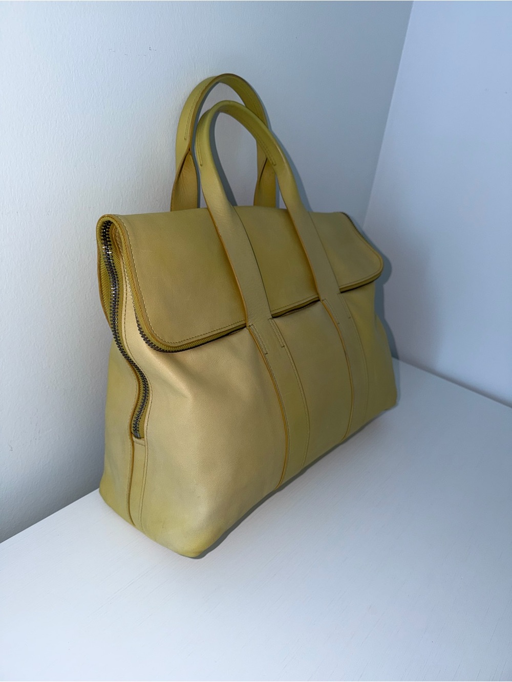 3.1 Phillip Lim 31 Hour Bag Vintage Yellow Leather Minimalist Oversized Tote